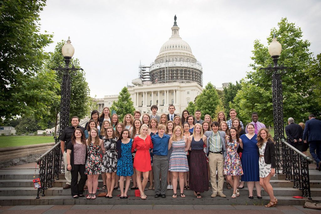 Youth outside Capitol building in Washington, D.C.