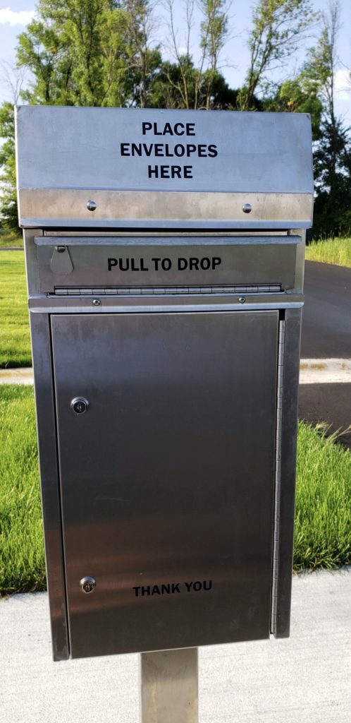 Image of drob box for payments outside McLeod Co-op Power 