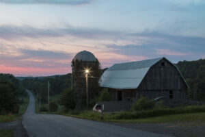 Yard light on a rural barn.