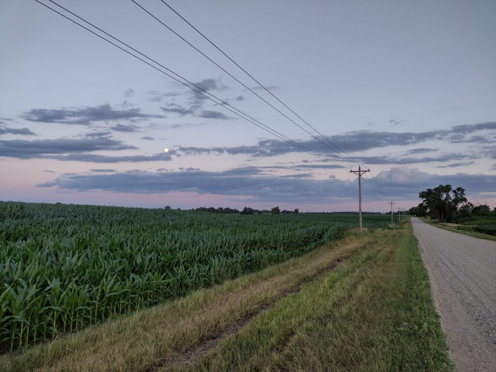 Section powerlines along a country road