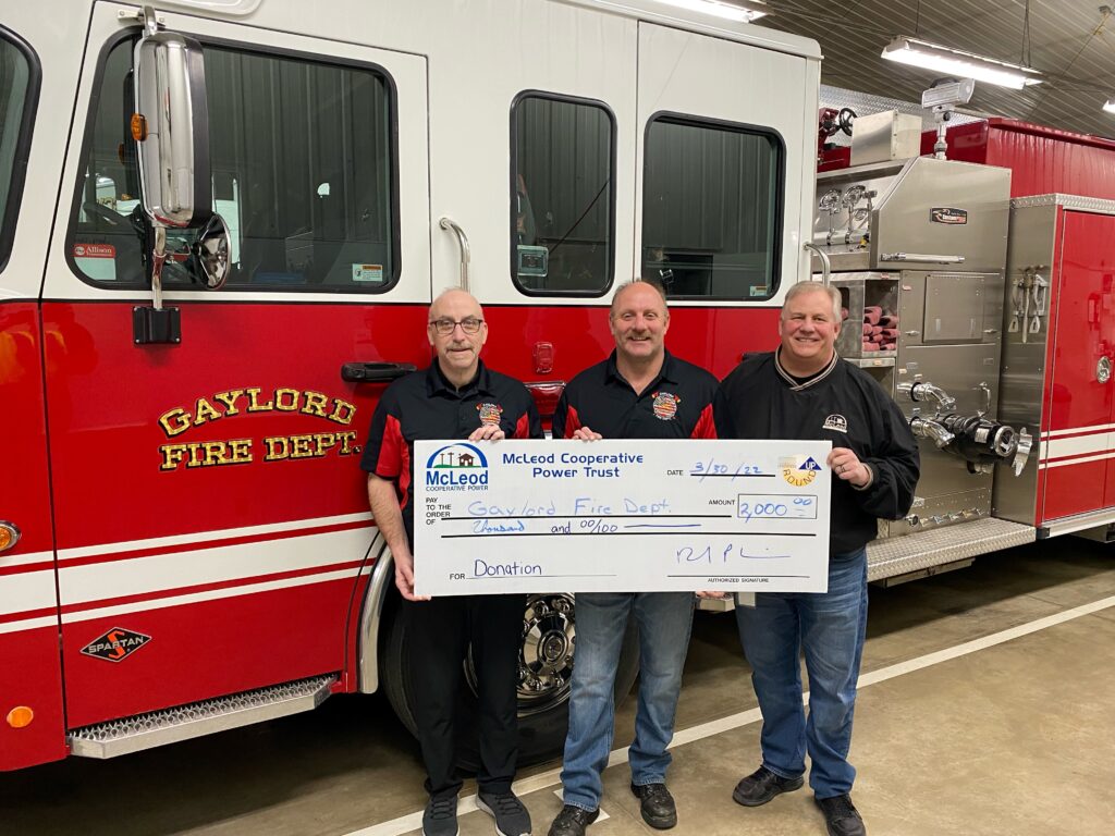 Operation Round Up Donation to the Gaylord Fire Department