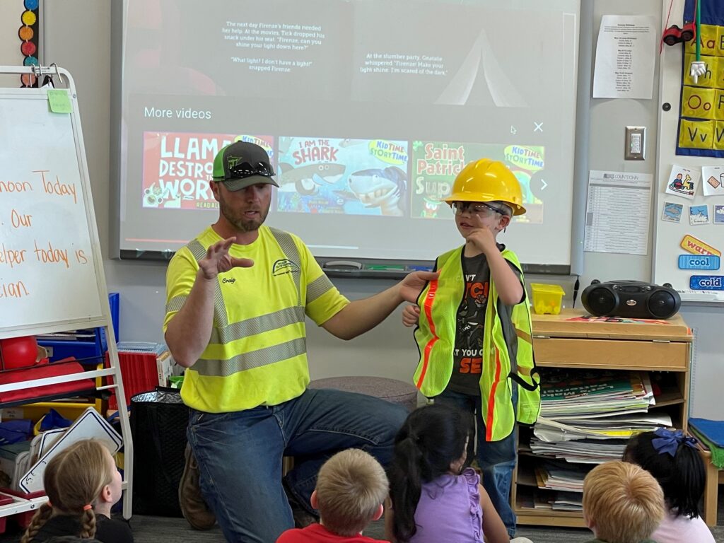 MCPA employee making a classroom visit to highlight electrical safety